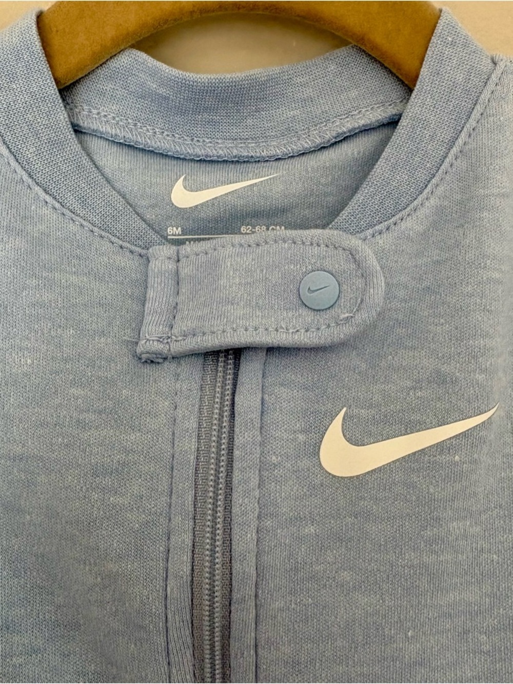 NWT Nike Baby Essential Footed Coverall Cobalt Bliss Heather Zip One Piece: 6M - Picture 3 of 13